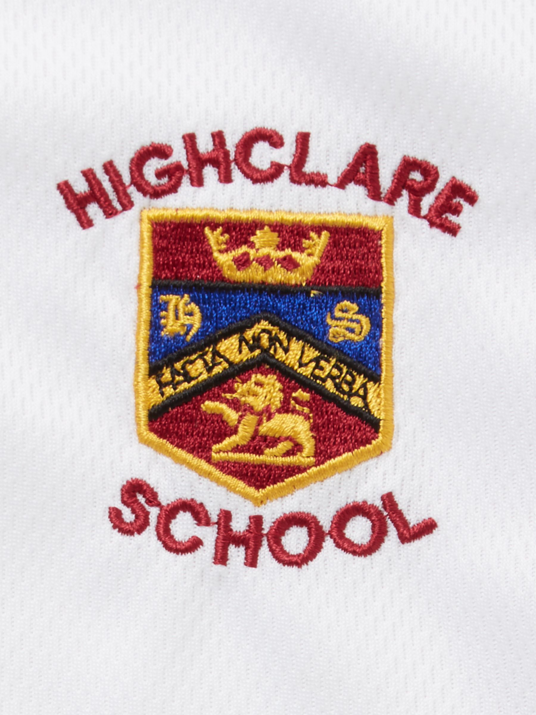 Highclare School Junior Unisex PE Top, White/Red at John Lewis & Partners
