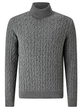 Barbour Greatcoat Upstart Roll Neck Cable Knit Jumper, Grey