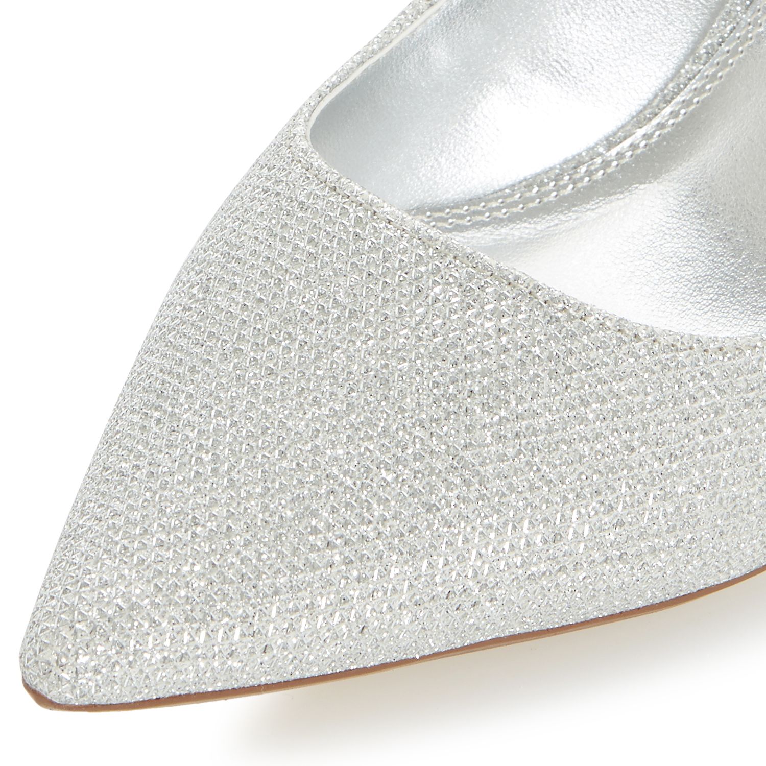 Dune Allera Mid Heeled Stiletto Court Shoes, Silver