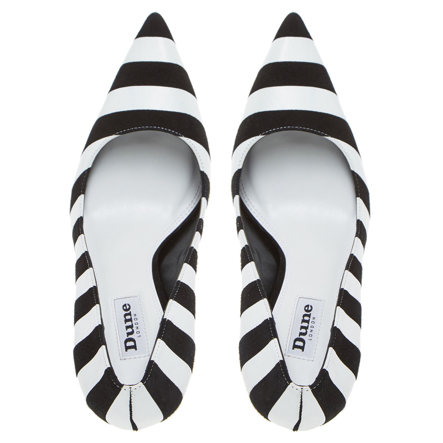 Dune Bellisi Pointed Toe Court Shoes, Black/White at John Lewis & Partners