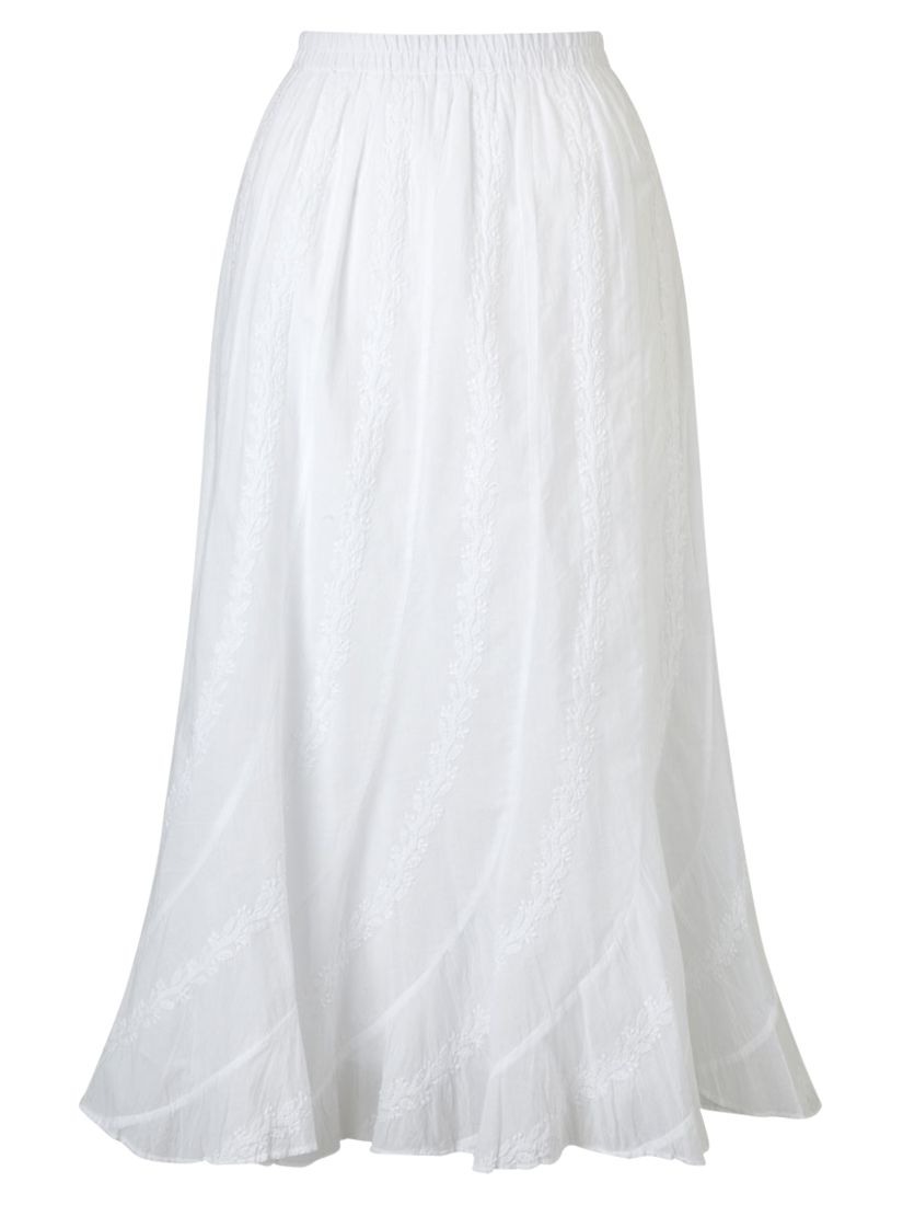 East White Chikan Skirt, White