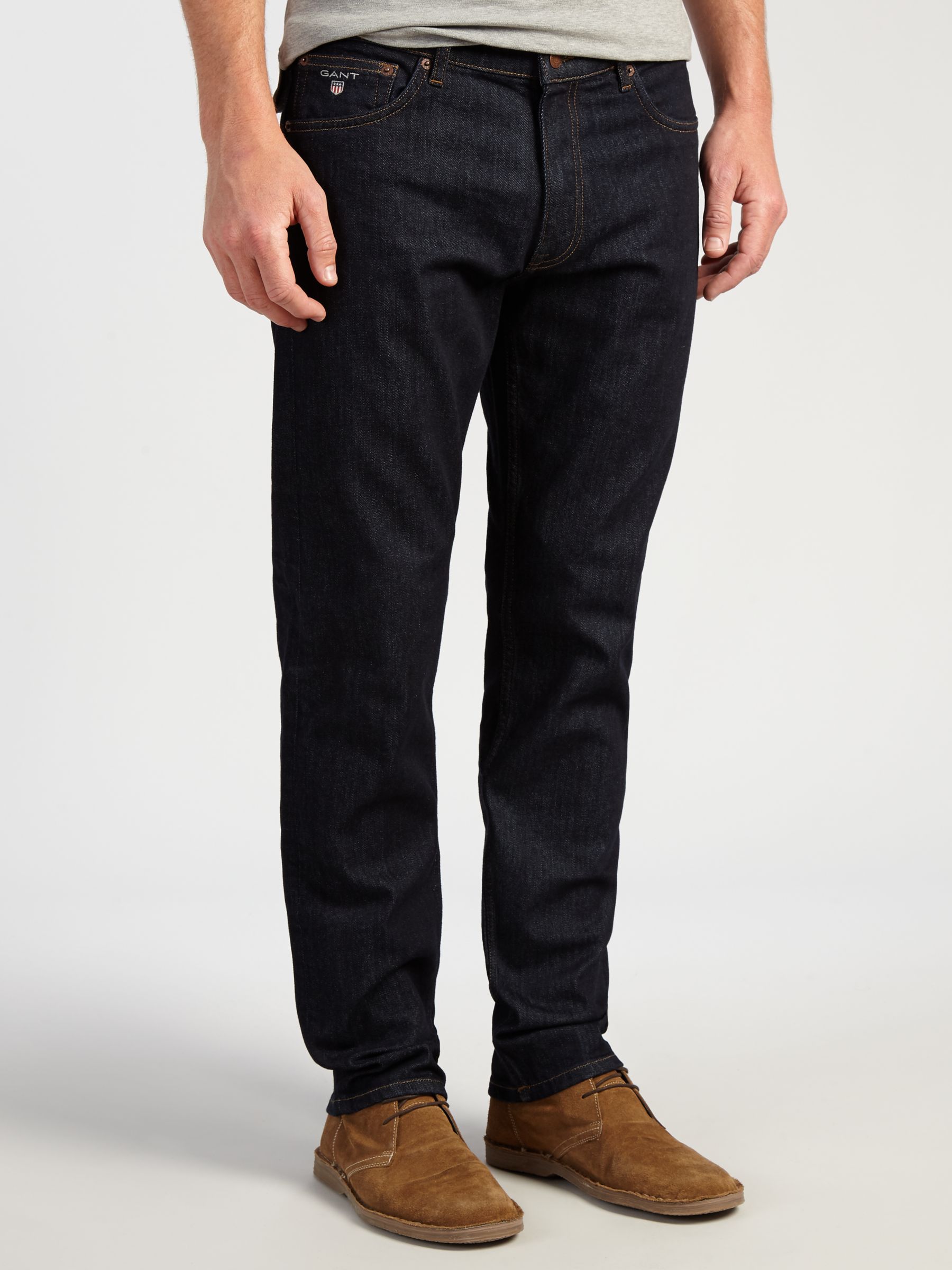 GANT Regular Straight Jeans, Dark Blue at John Lewis & Partners