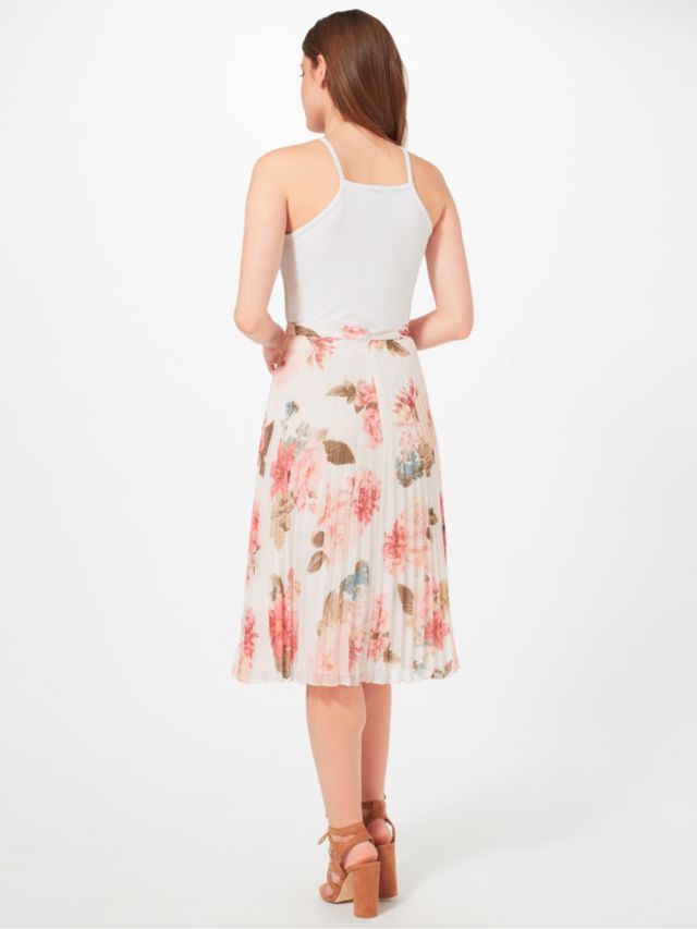 Miss Selfridge Floral Print Pleat Midi Skirt, Multi, 6