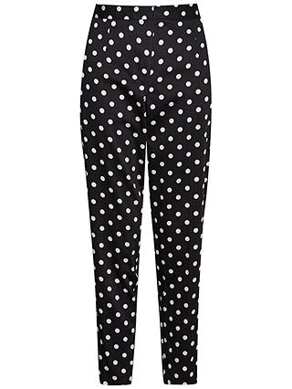 French Connection Spot Cotton Trousers, Black/Winter White