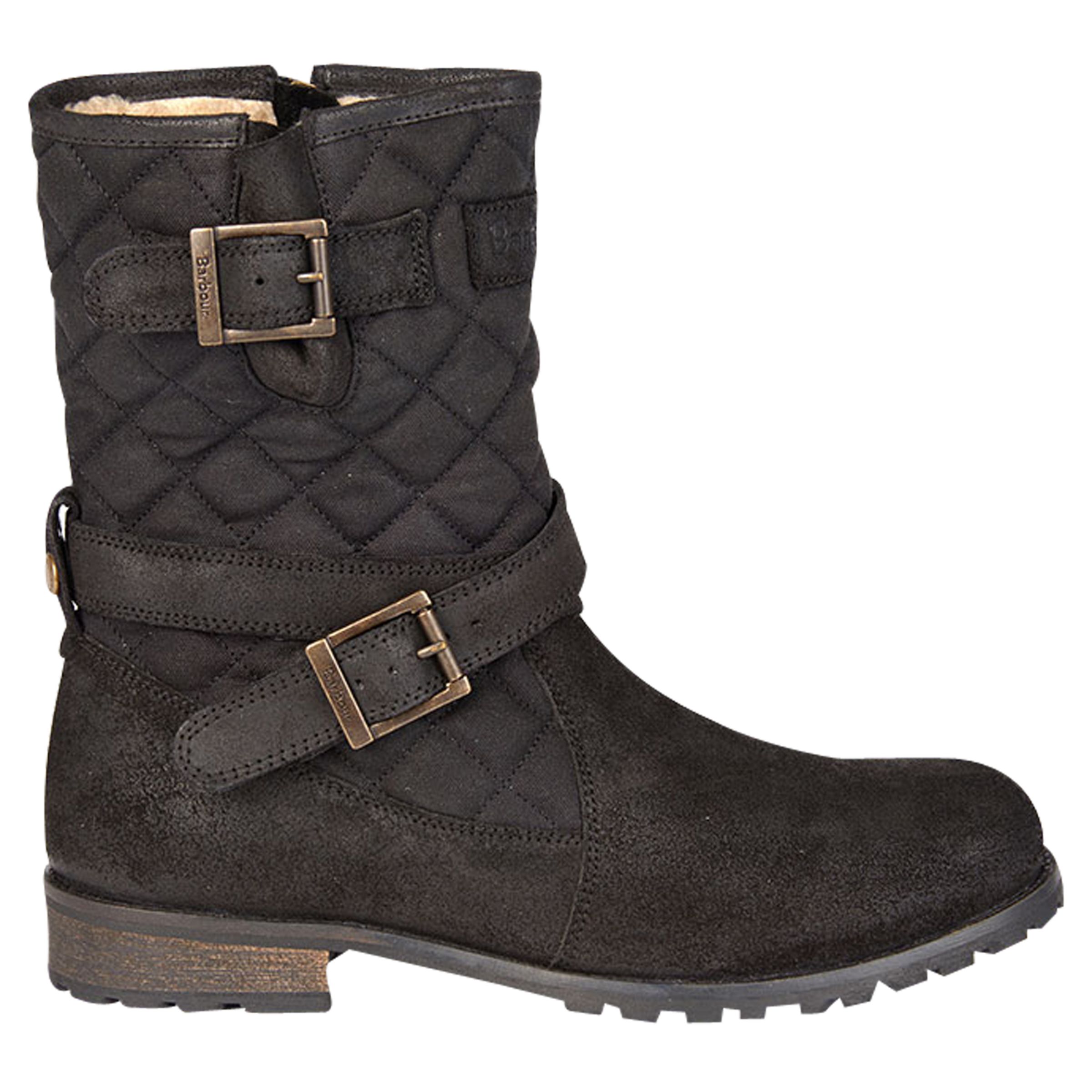 Barbour Balham Quilted Calf Boots, Black at John Lewis & Partners