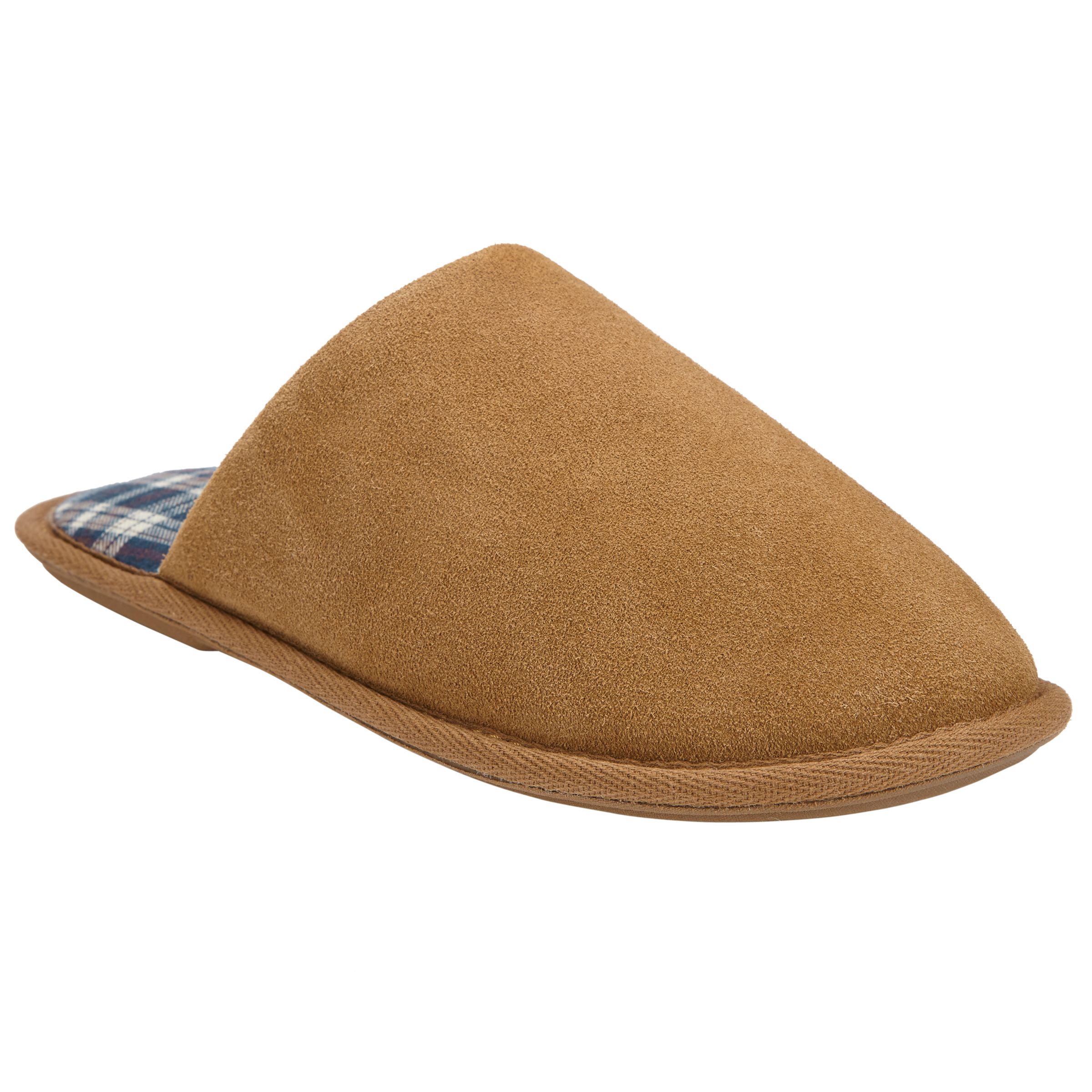 John Lewis & Partners Suede Check Lined Mule, Chestnut