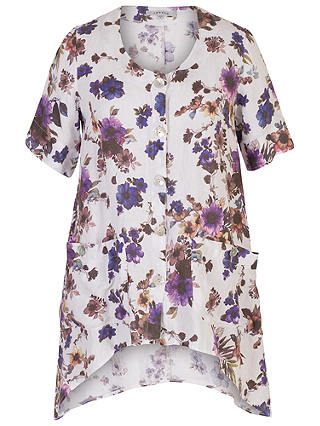 Chesca Floral Printed Linen Tunic, White/Purple