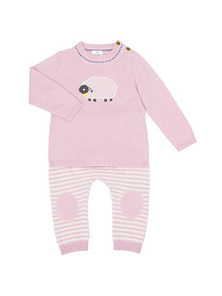 John Lewis & Partners Baby Knitted Luxury Sheep Jumper and Bottoms Set