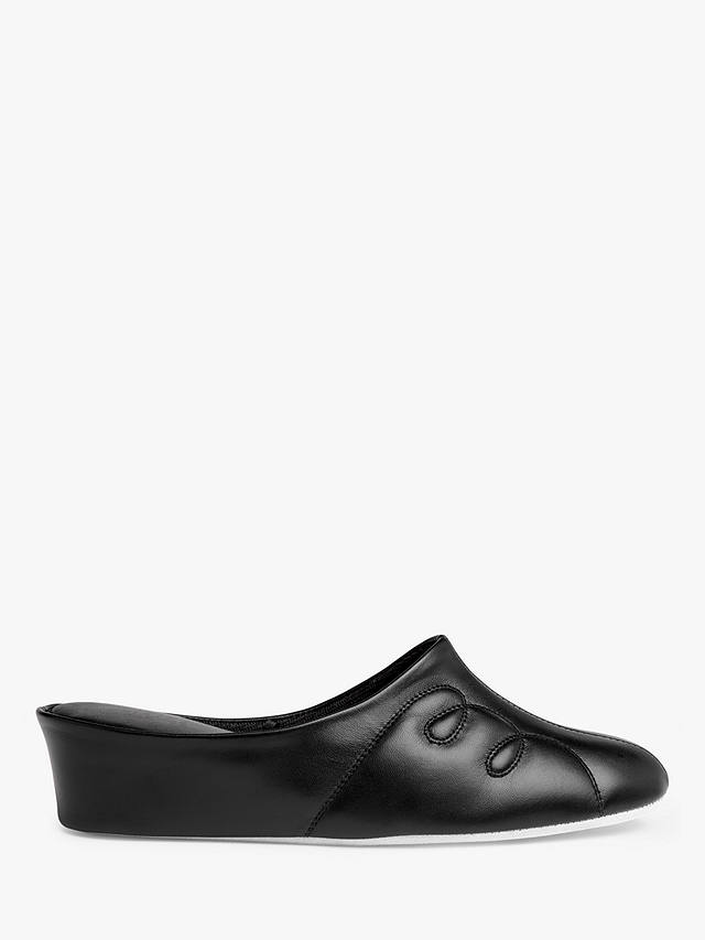 John Lewis Tricia Leather Mule Slippers, Black