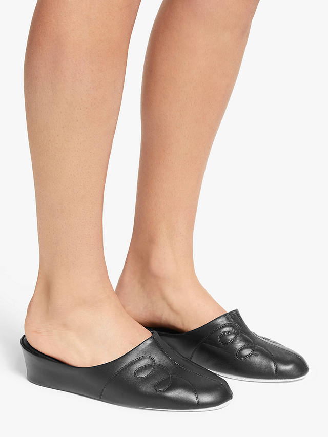 John Lewis Tricia Leather Mule Slippers, Black