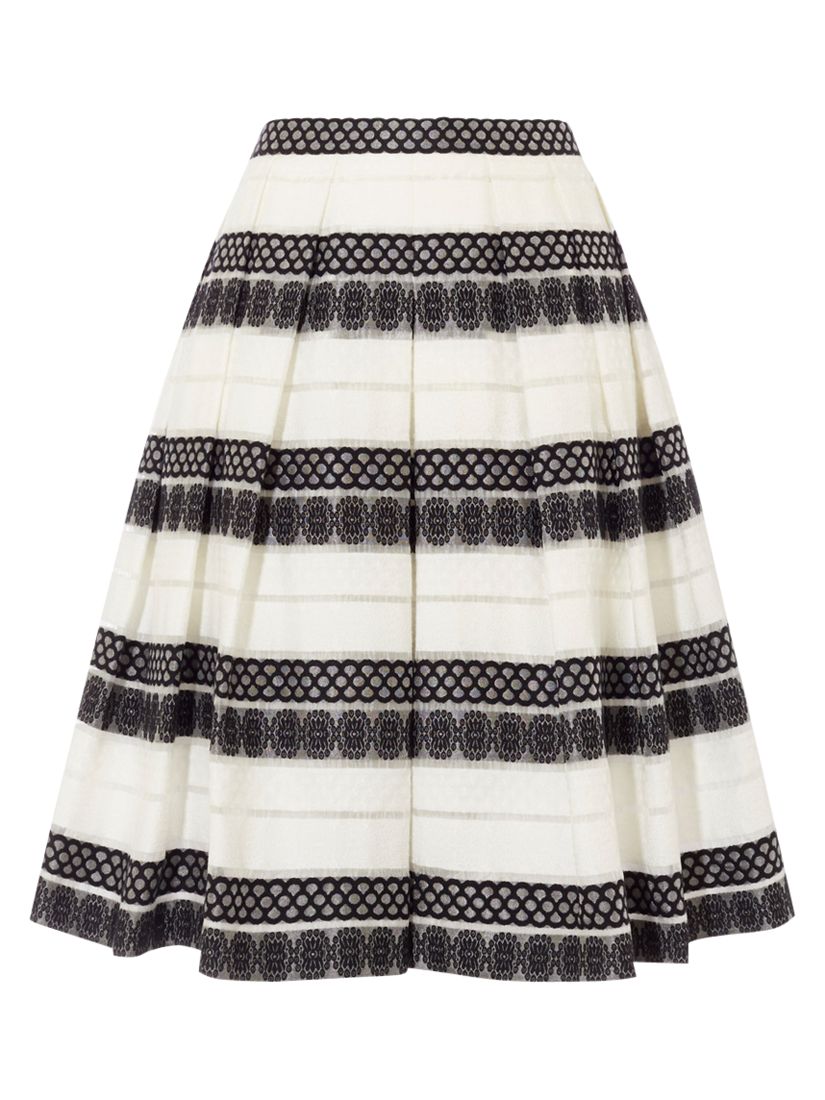Karen Millen Devore Stripe Skirt, Black and White at John Lewis & Partners