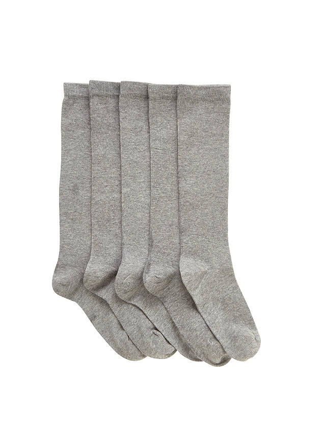 John Lewis Kids' Knee High Socks, Pack of 5, Grey