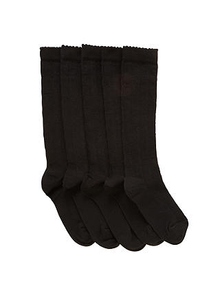 John Lewis & Partners Children's Knee High Socks, Pack of 5, Black