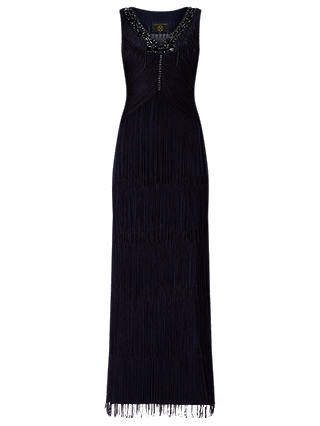 Phase Eight Collection 8 Sable Fringe Full Length Dress, Ink