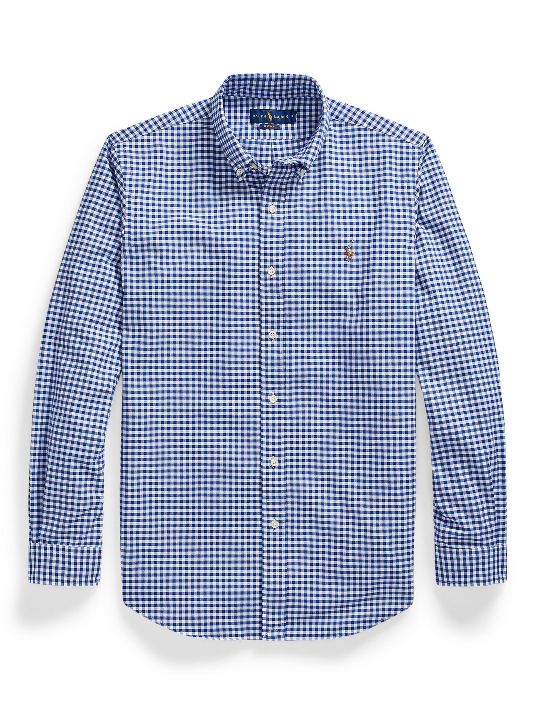 Polo Ralph Lauren Custom Fit Oxford Shirt, Gingham Blue / White, S