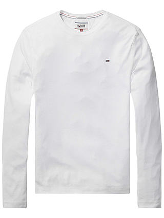 Tommy Jeans Original 1x1 Rib Crew Neck Long Sleeve T-Shirt, Classic White