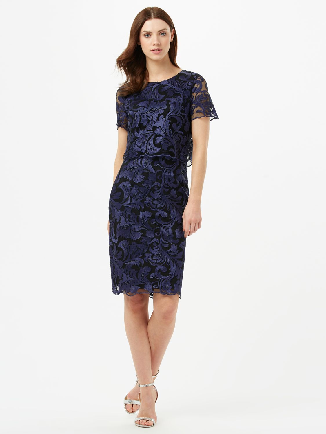 Phase Eight Adelphia Lace Layer Dress, Blue at John Lewis & Partners