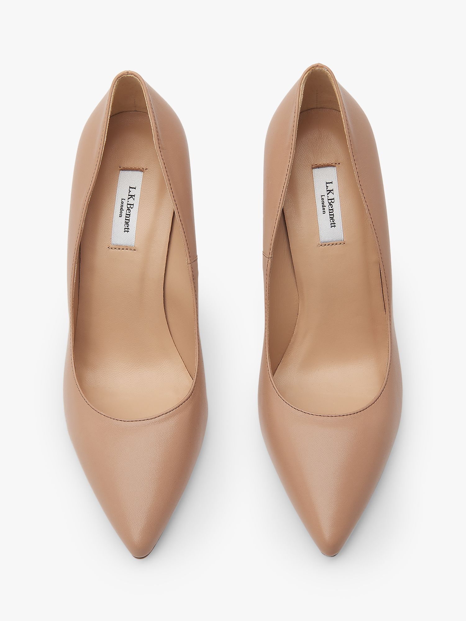 L.K.Bennett Fern Pointed Toe Leather Court Shoes, Beige at John Lewis ...