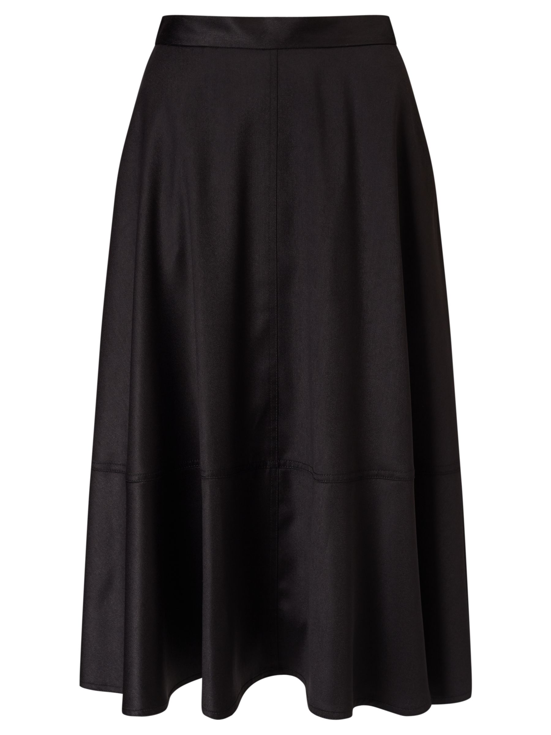 Kin Satin Back Crepe Full Skirt, Black at John Lewis & Partners