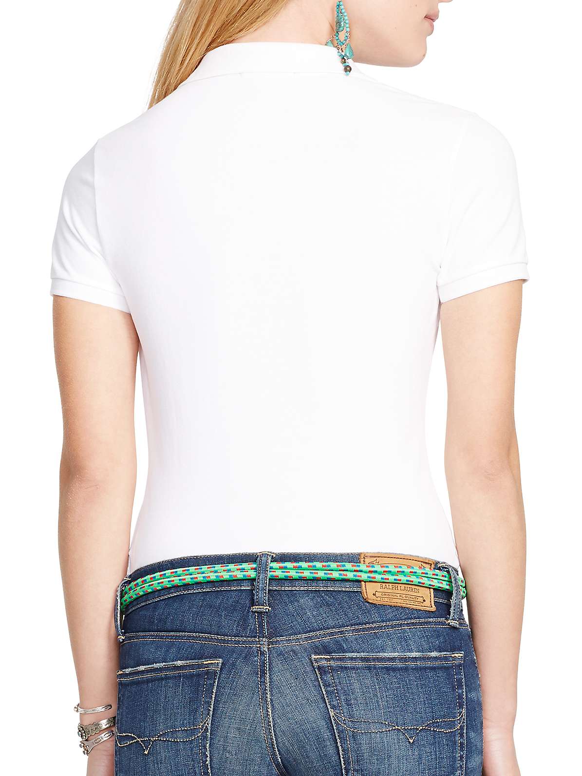 Buy Polo Ralph Lauren Julie Skinny Fit Stretch Polo Shirt, White Online at johnlewis.com