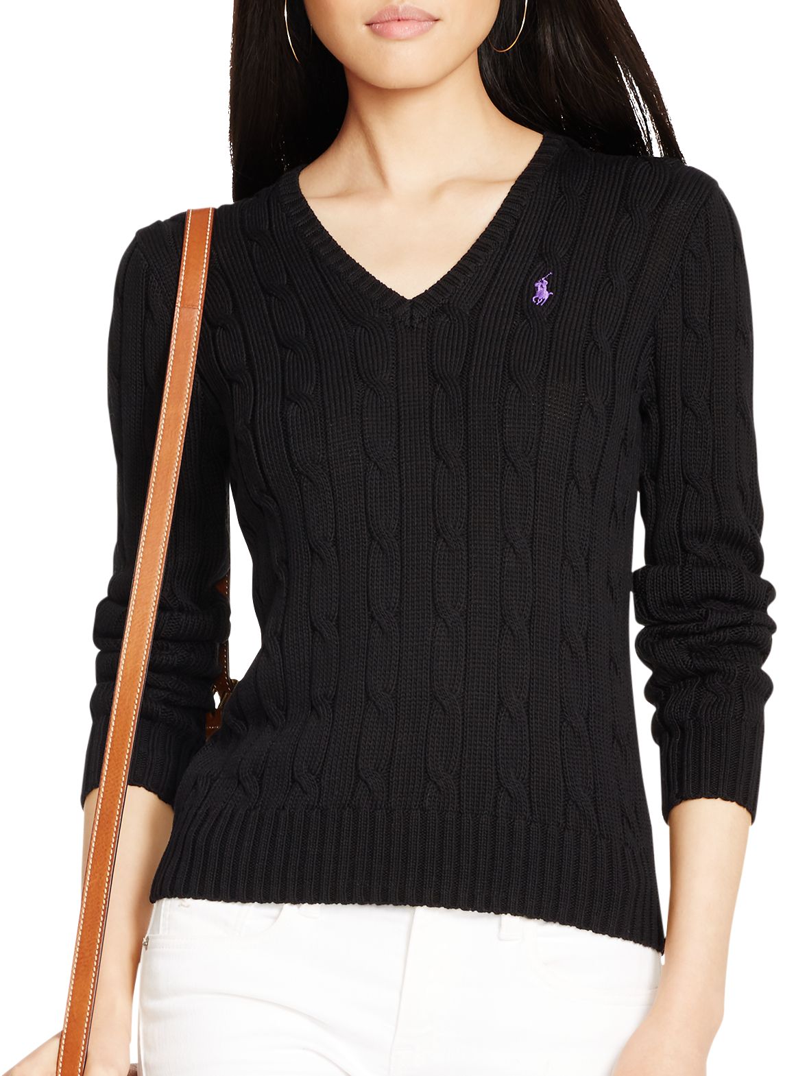 ralph lauren black cable knit sweater