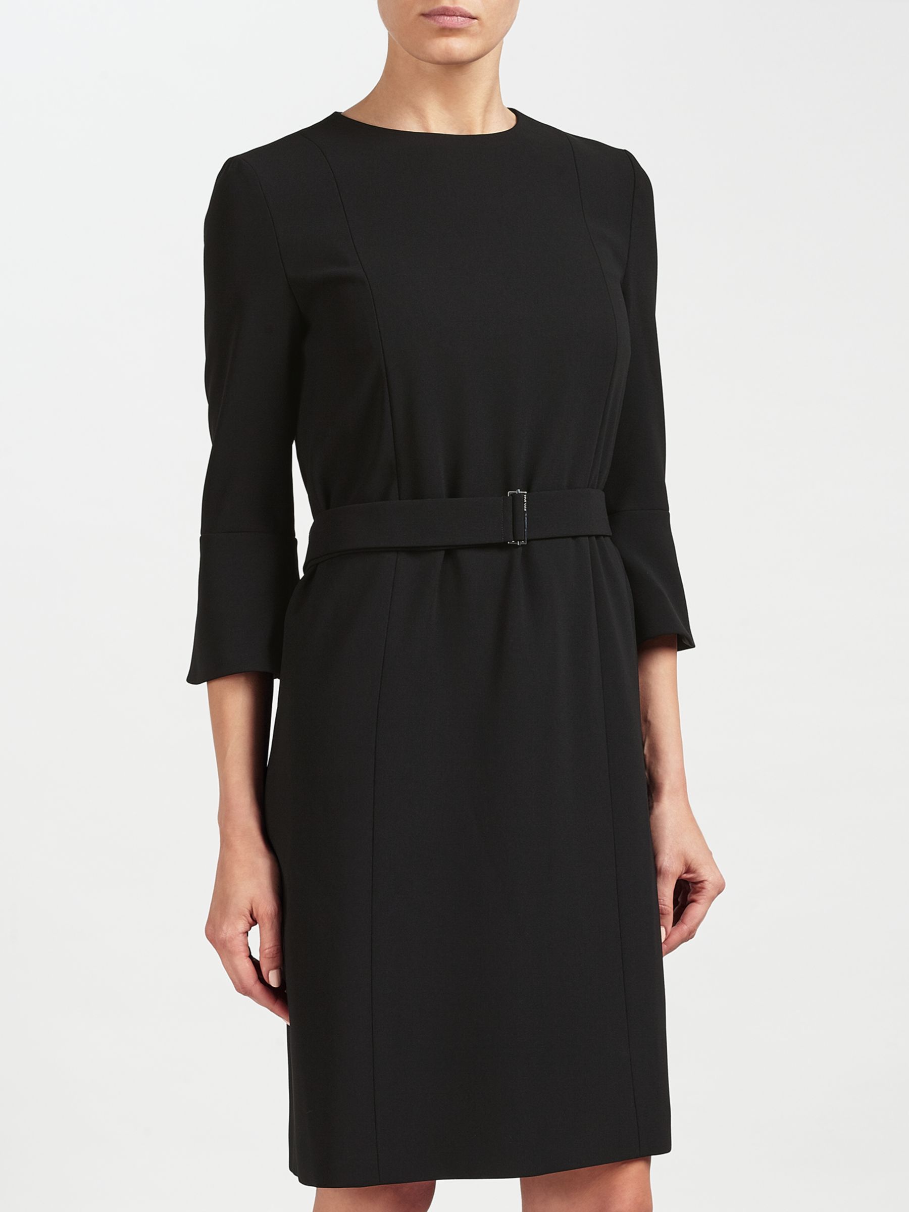 Buy BOSS Huliana Bell Sleeve Belted Dress, Black | John Lewis