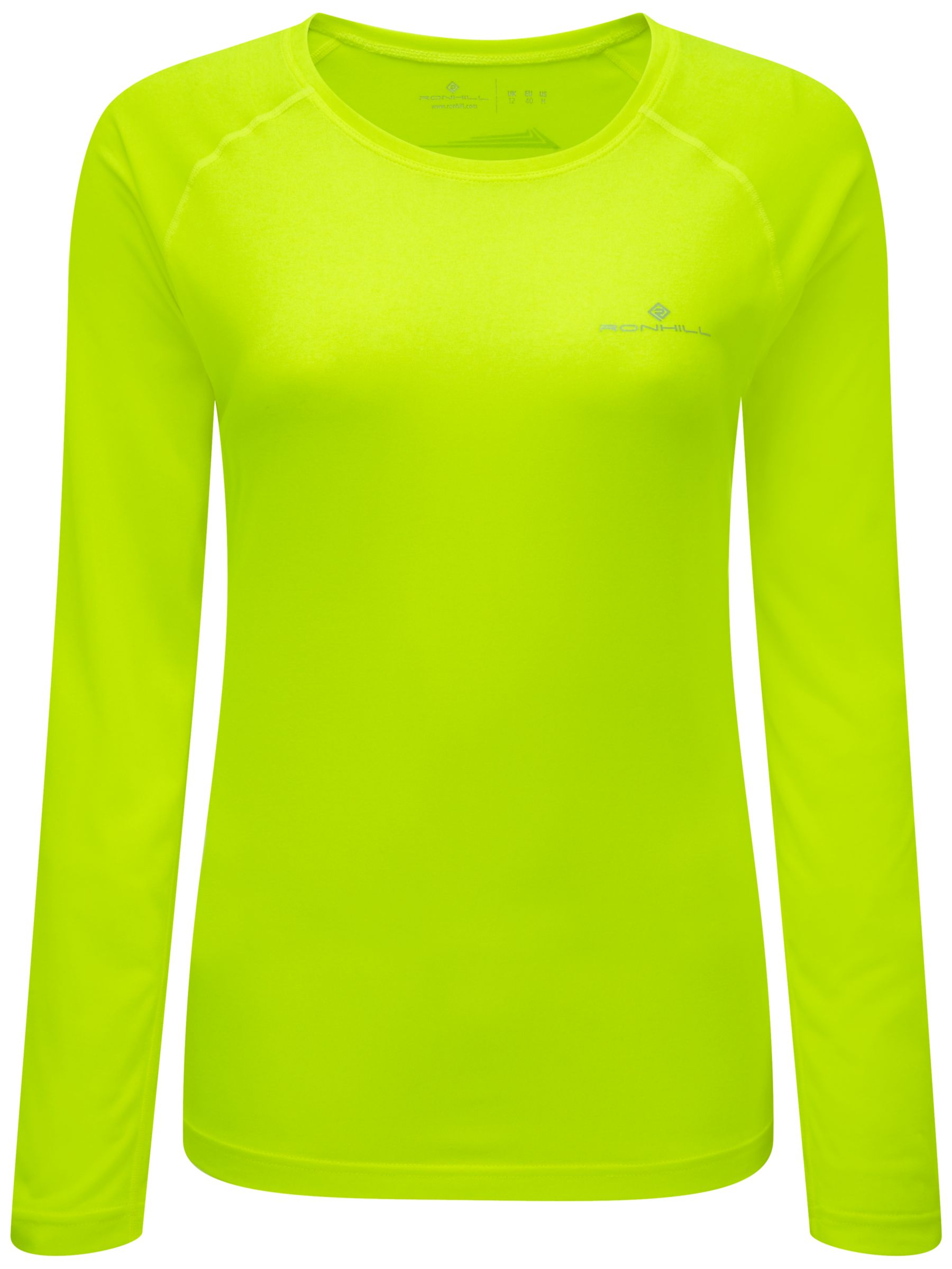 Ronhill Vizmotion Long Sleeve Running Top | Fluorescent Yellow at John Lewis & Partners