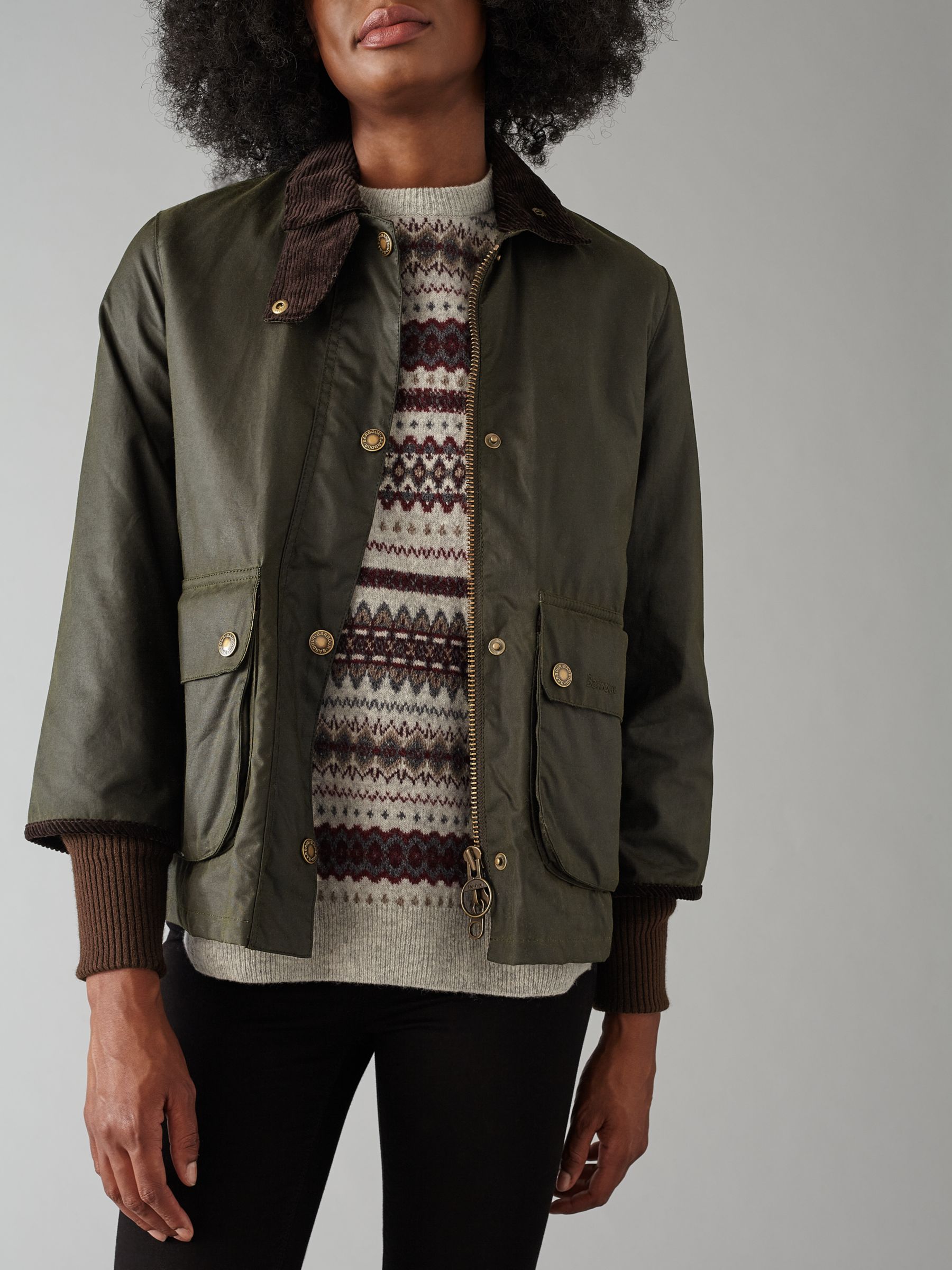 barbour cropped border wax jacket 