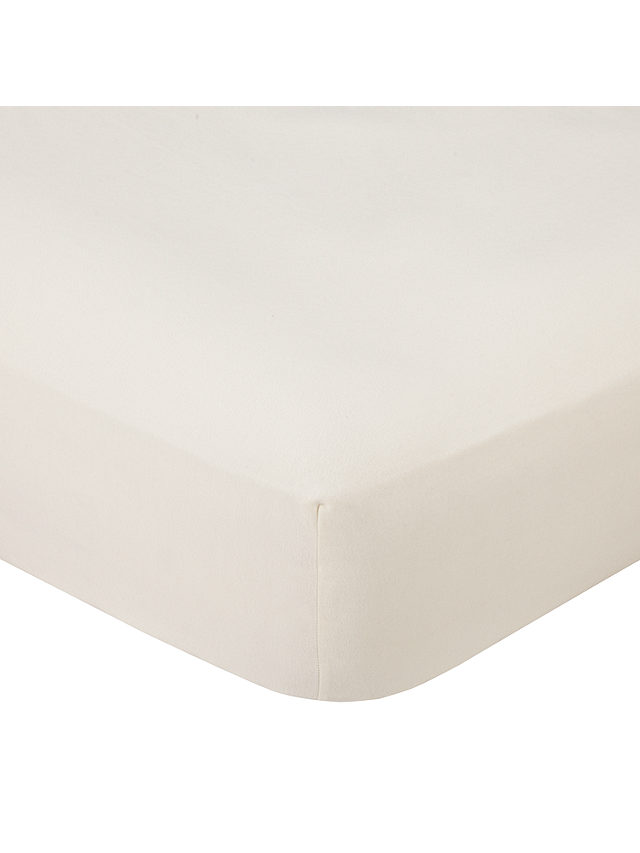 John Lewis Warm & Cosy Brushed Cotton Fitted Sheet, Single, Cream