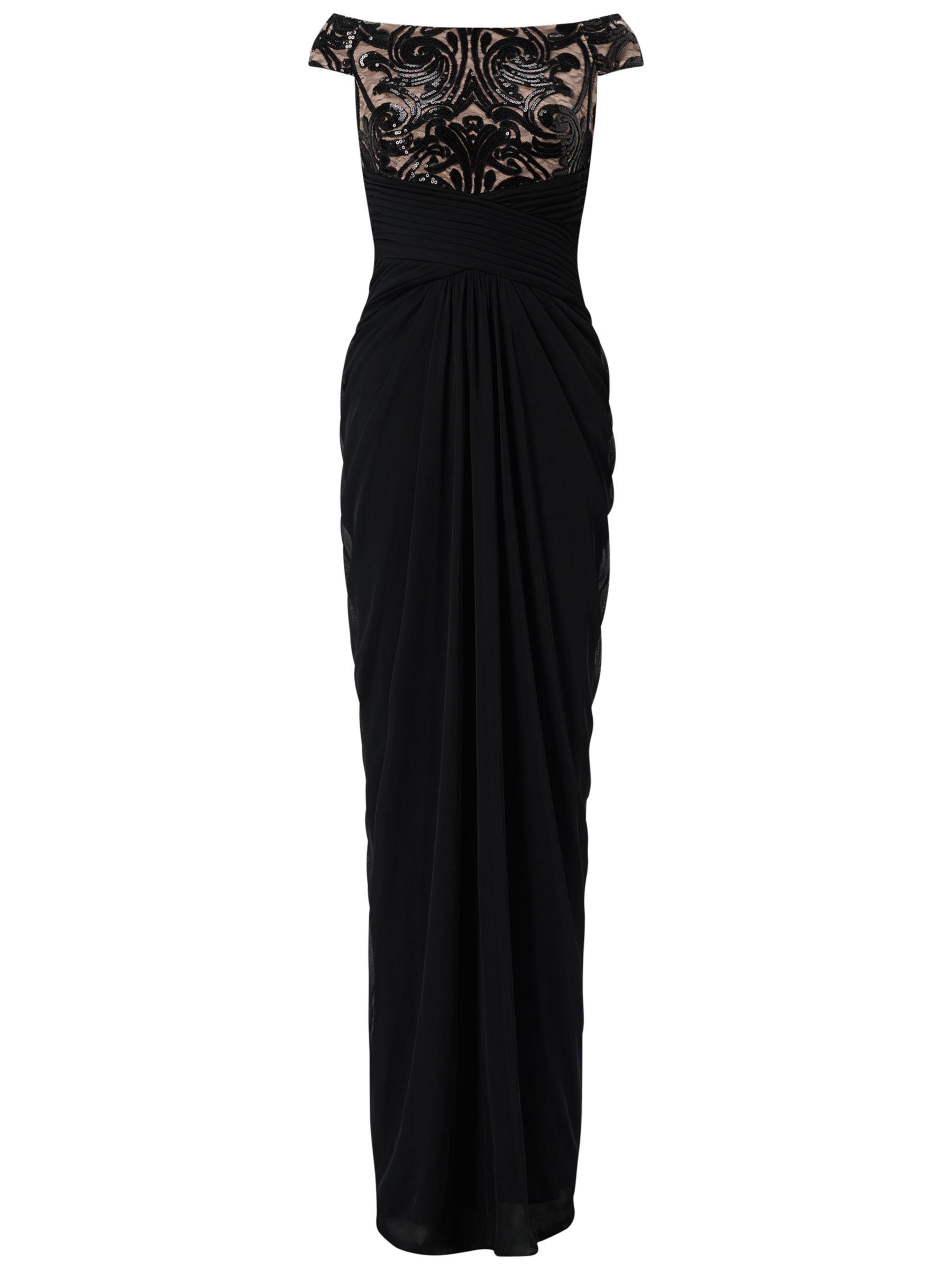 Adrianna Papell Plus Size Off Shoulder Sequin Tulle Gown, Black/Rose ...
