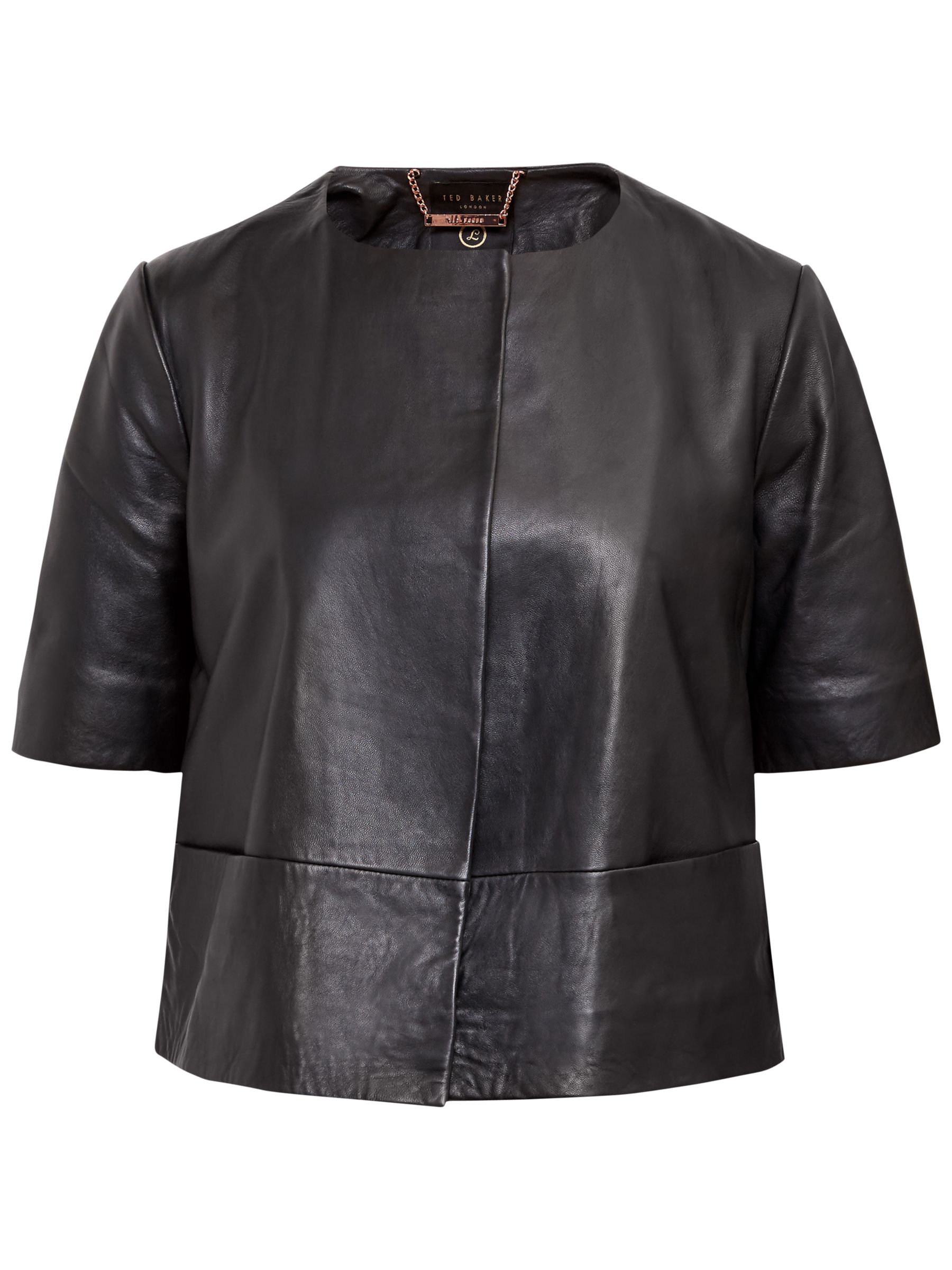 short sleeve black leather jacket