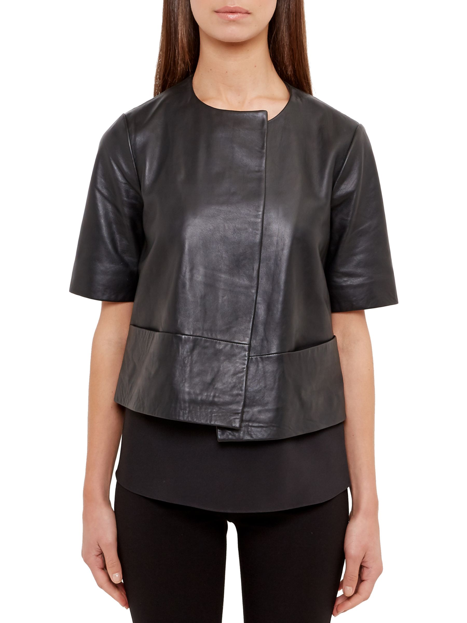 short sleeve leather jacket womens