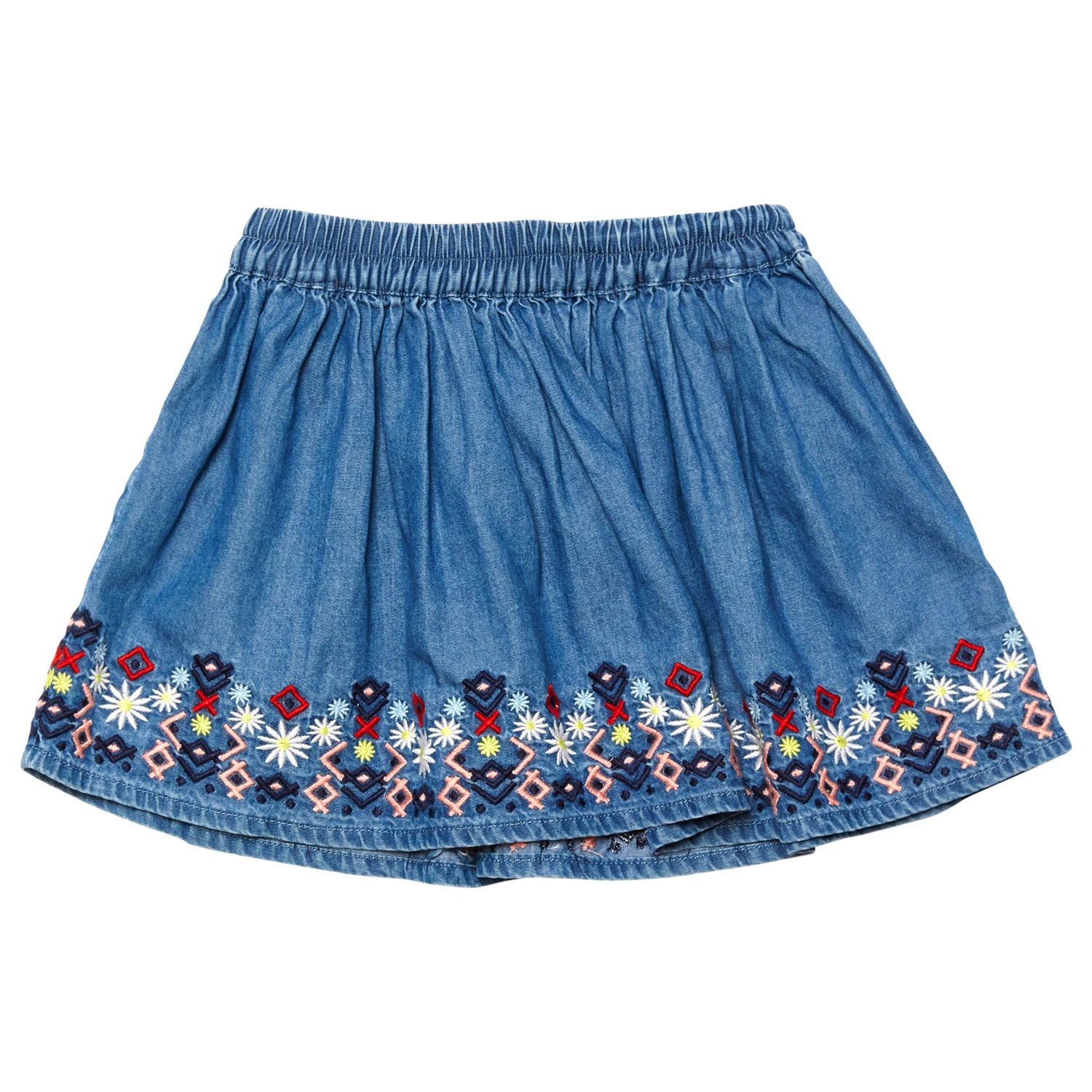 Margherita Kids Baby Embroidered Chambray Skirt, Blue at John Lewis