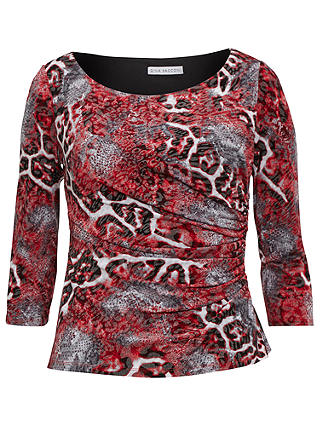 Gina Bacconi Animal Print Glimmer Jersey Top, Red