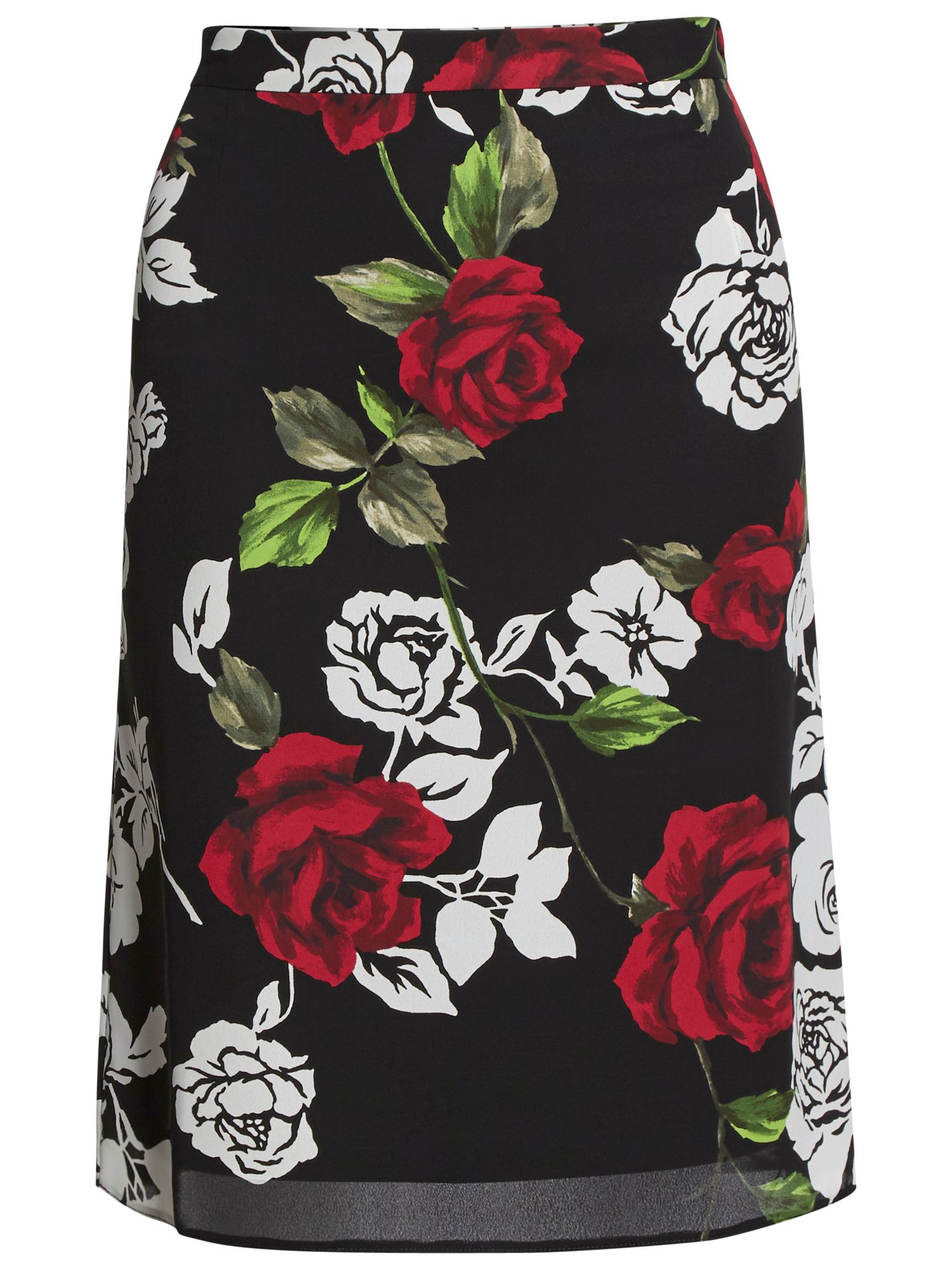 Gina Bacconi Rose Modern Crepe Georgette Skirt, Black/Red