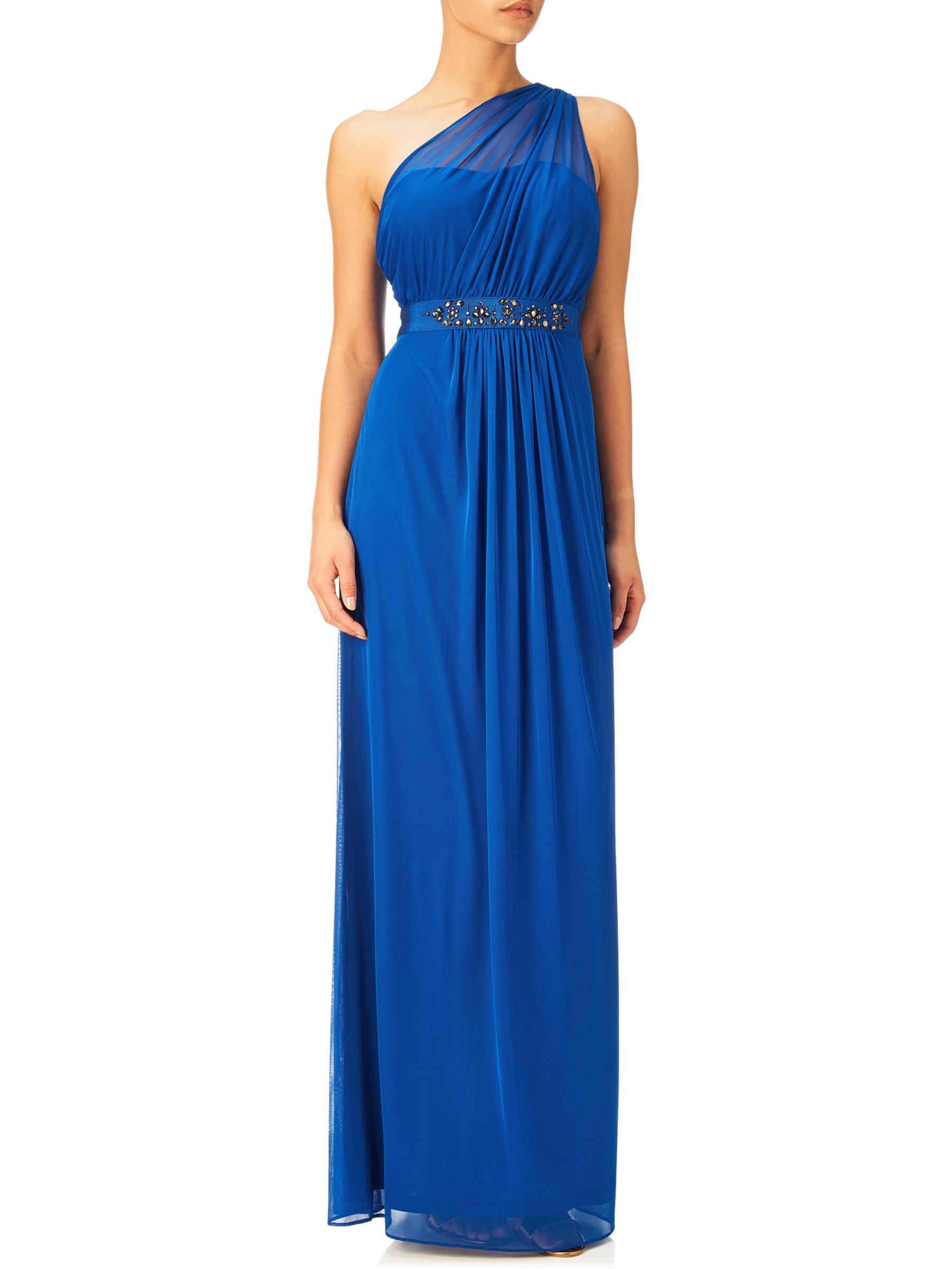 Adrianna Papell One Shoulder Shirred Tulle Gown