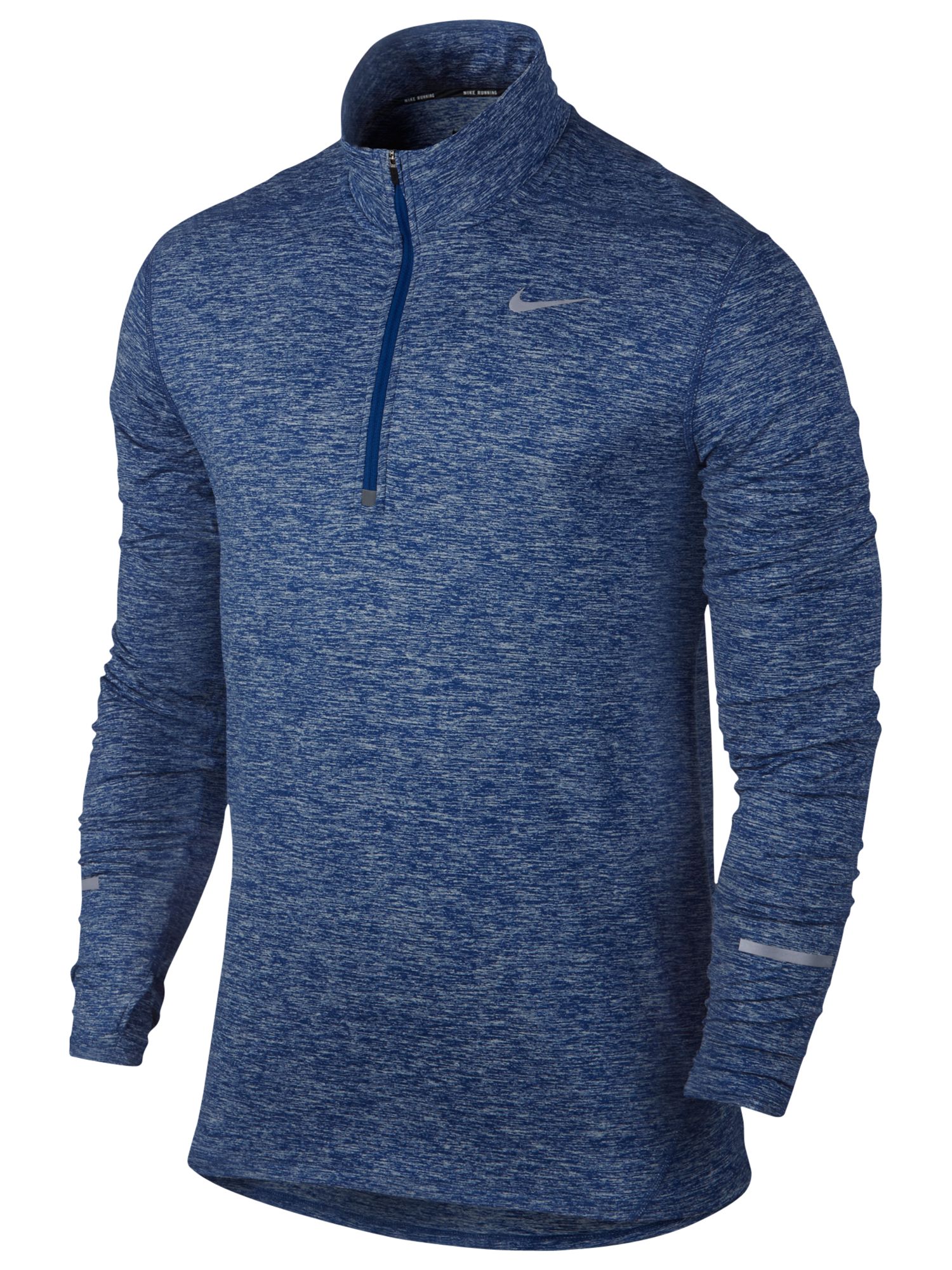 Nike Dri-FIT Element Half-Zip Long Sleeve Running Top, Royal Blue/Reflective Silver at John 
