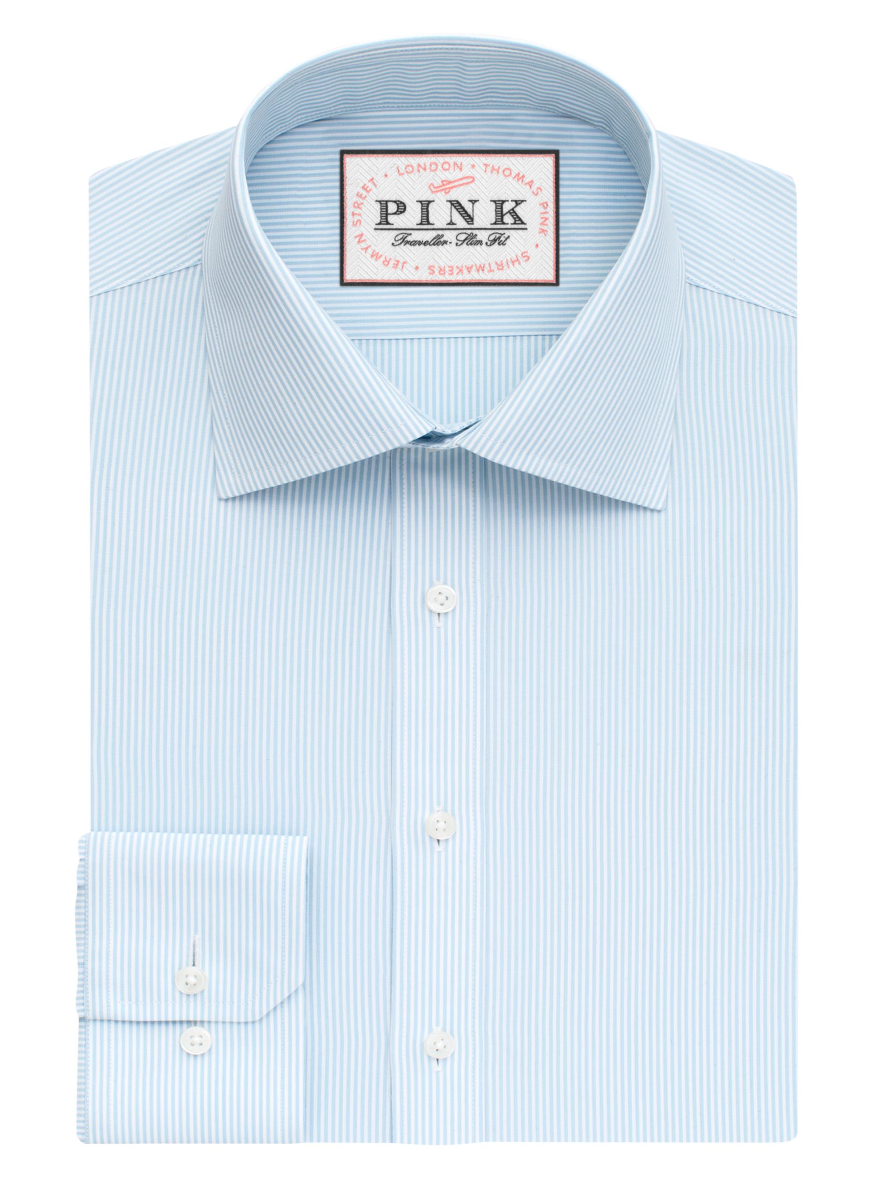 Thomas Pink Ferguson Stripe XL Sleeve Slim Fit Shirt, White/Sky