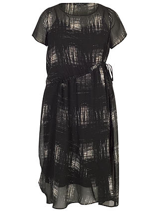 Chesca Printed Chiffon Dress With Slip, Black