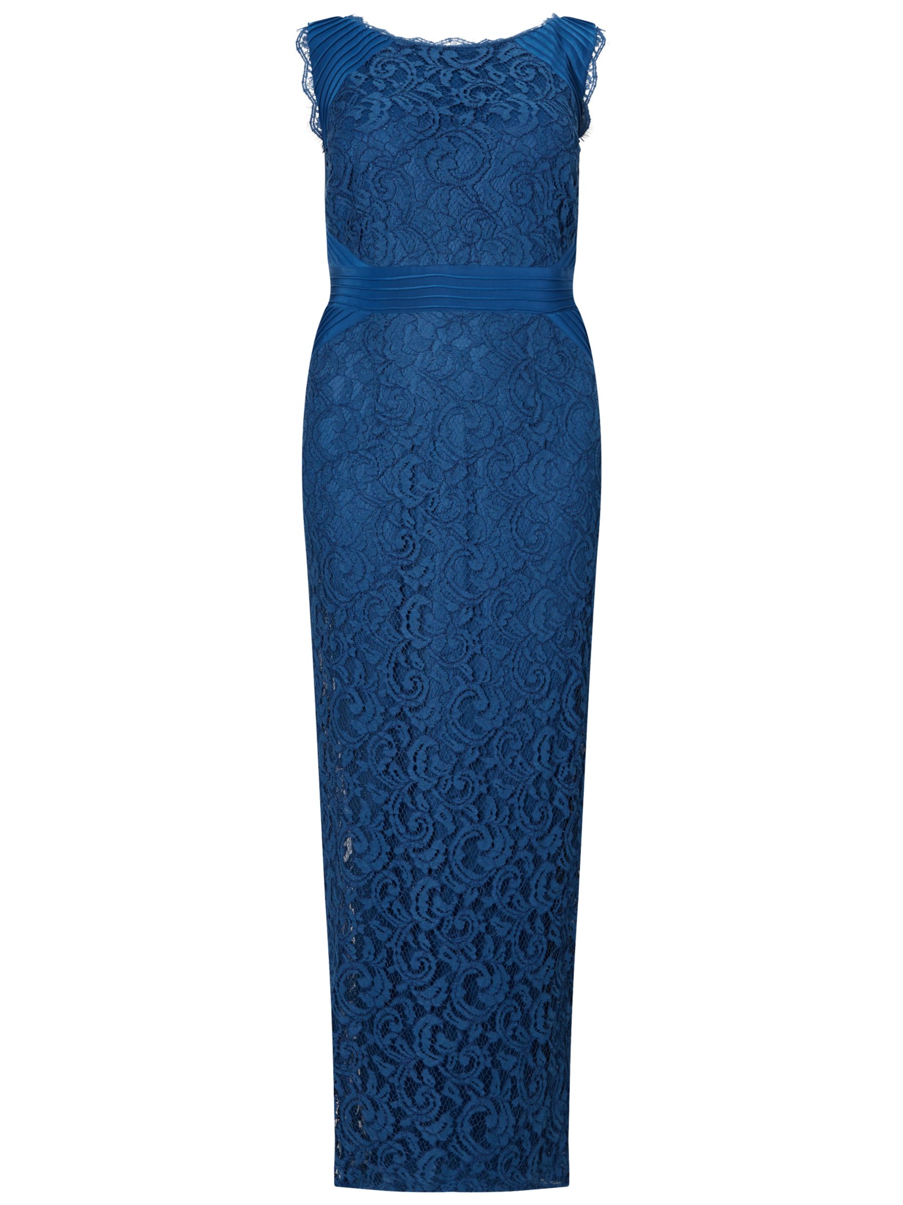 Adrianna Papell Plus Size Sleeveless Jersey And Lace Gown, Deep Blue