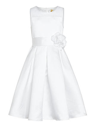 John Lewis & Partners Girls' Alice Satin Mesh Bridesmaid Dress, White