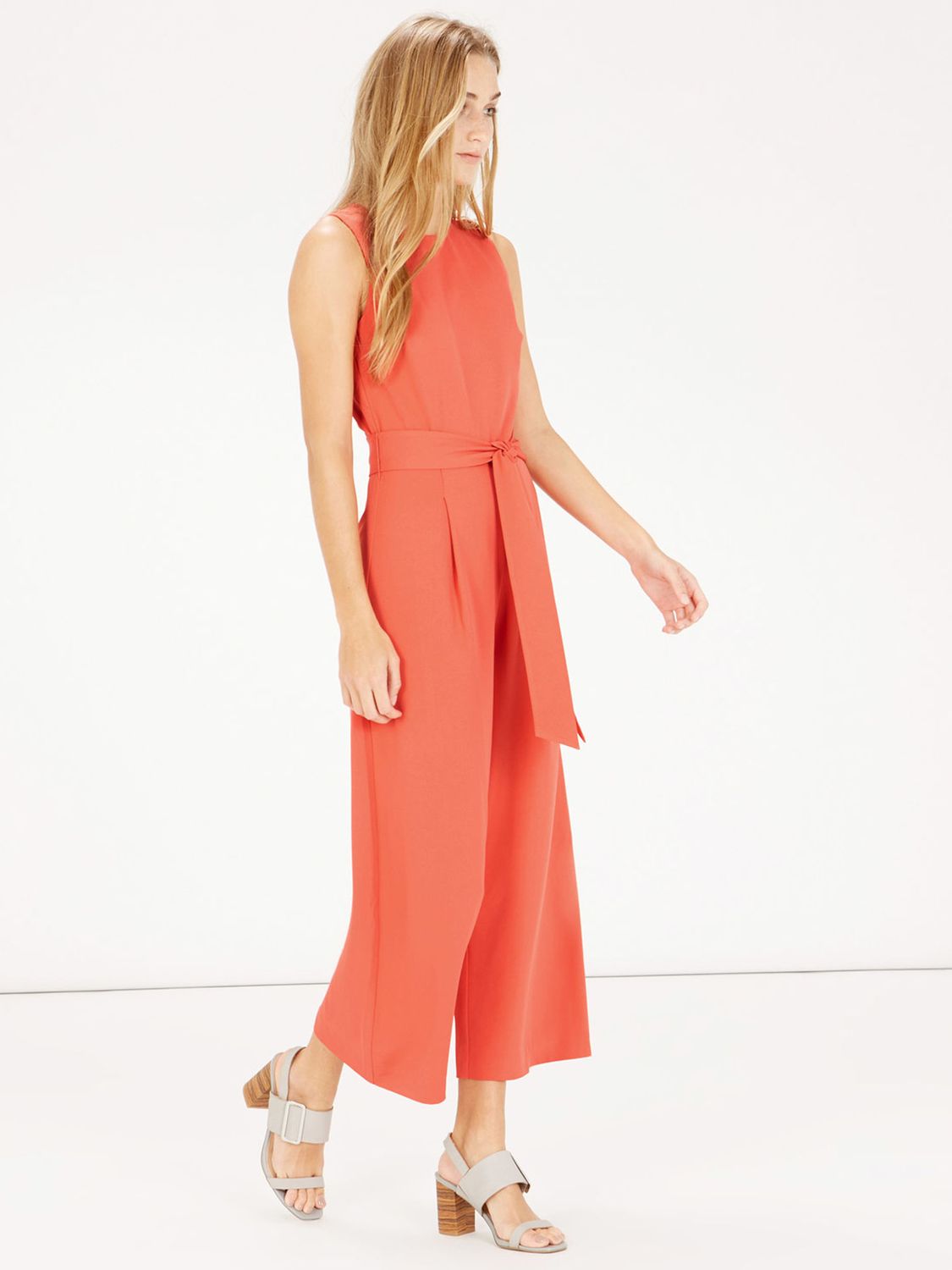 warehouse jumpsuit with open back in red