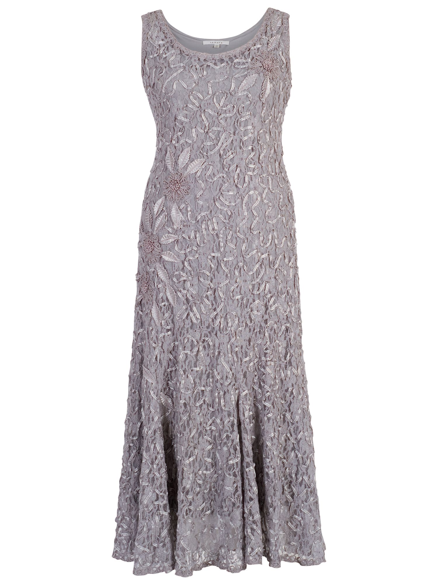Chesca Lace Cornelli Embroidered Dress, Silver Grey at John Lewis ...