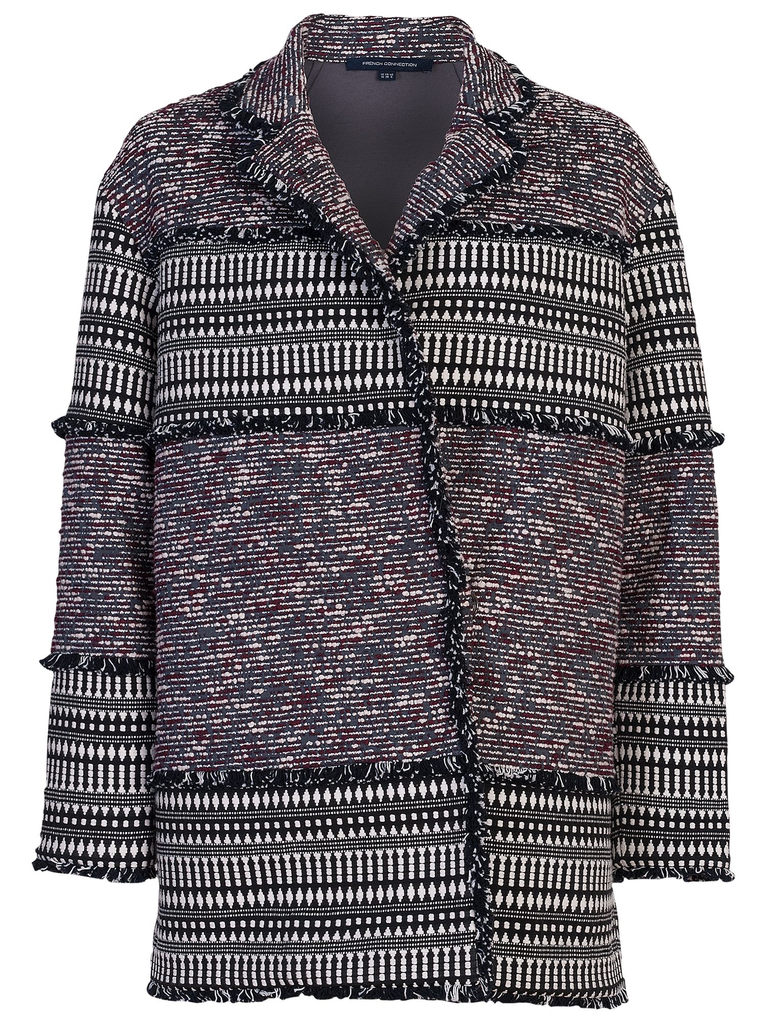 French Connection Pixel Coat, Black Multi at John Lewis & Partners