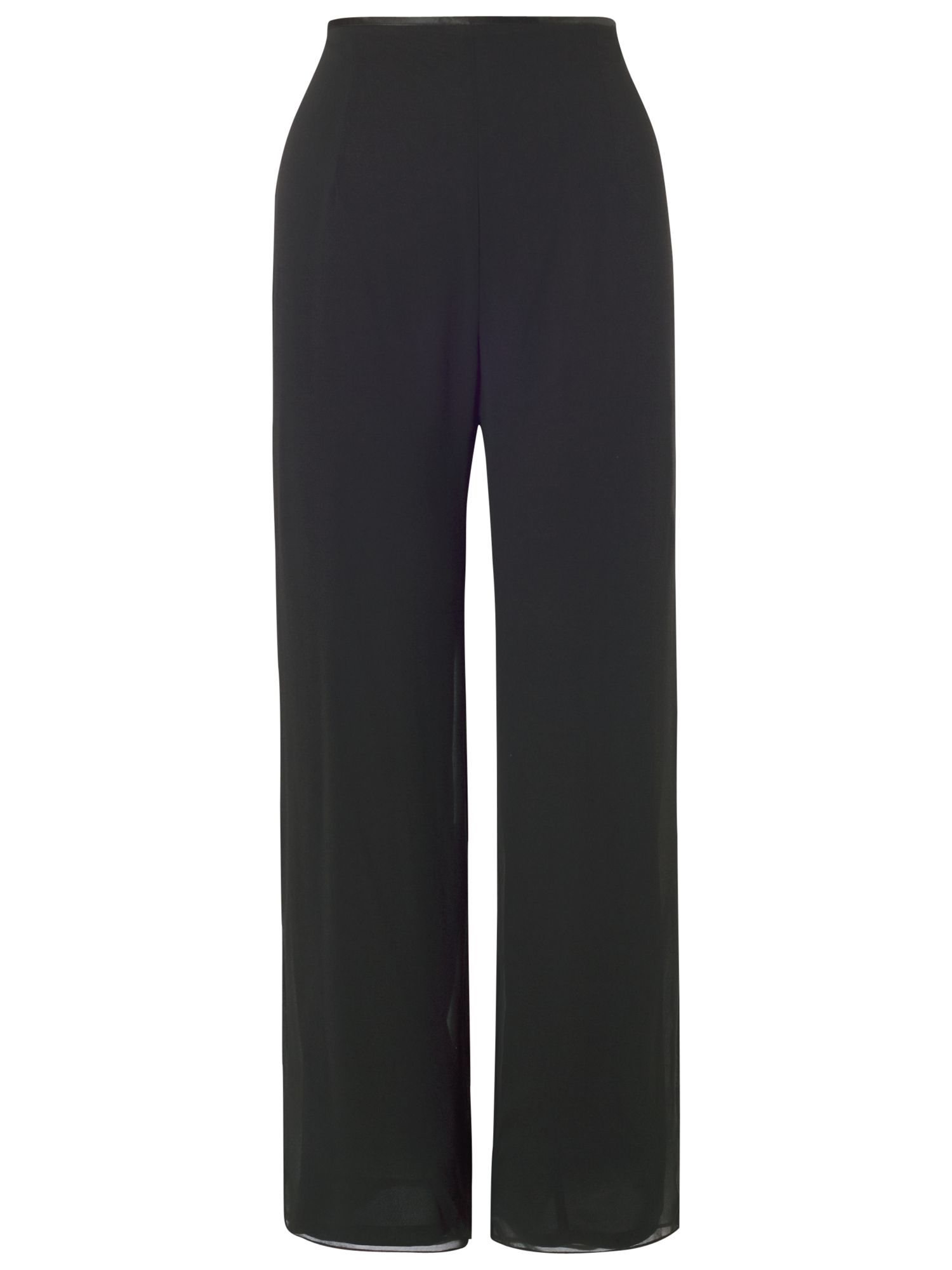 Chesca Satin Trim Chiffon Trousers, Black. at John Lewis & Partners