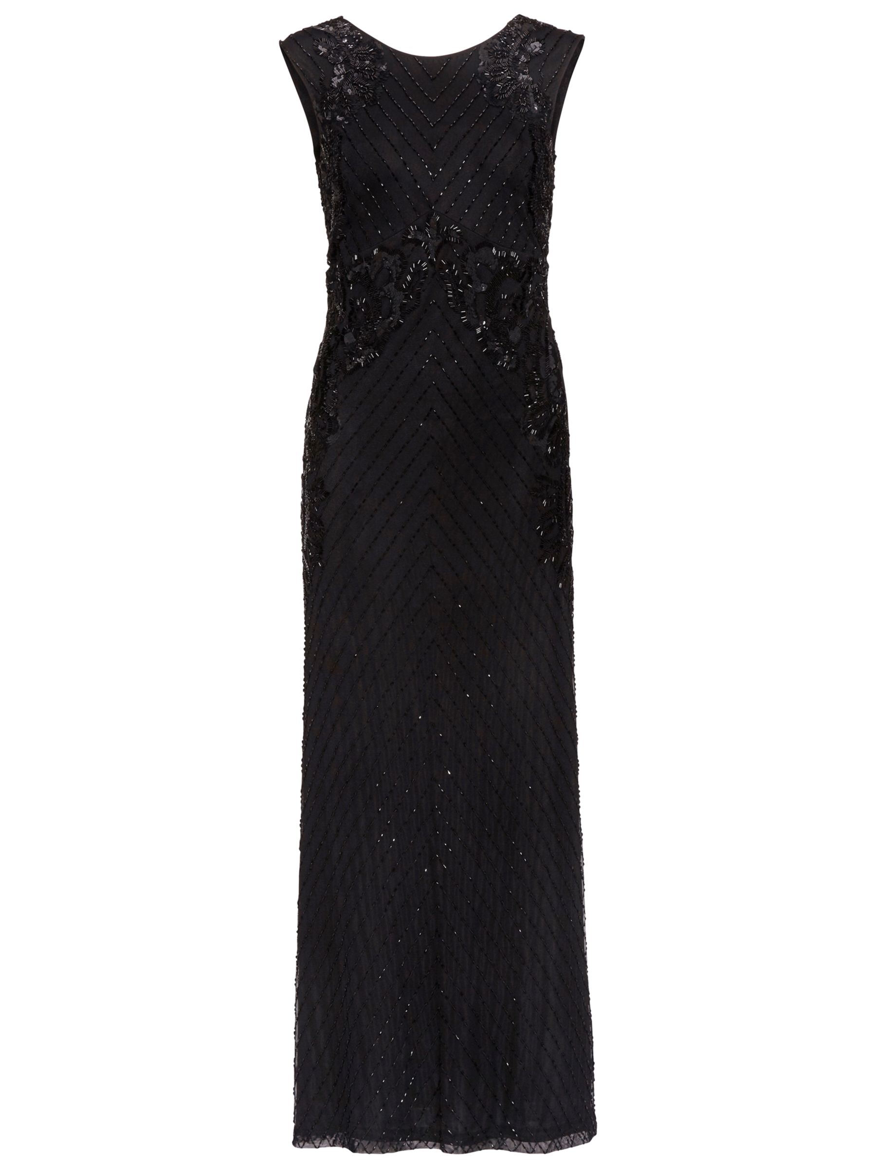 Gina Bacconi Beaded Maxi Dress, Black, 8