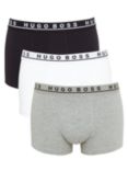 BOSS Stretch Cotton Trunks, Pack of 3, Grey/White/Black
