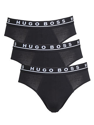 BOSS Stretch Cotton Briefs, Pack of 3, Black