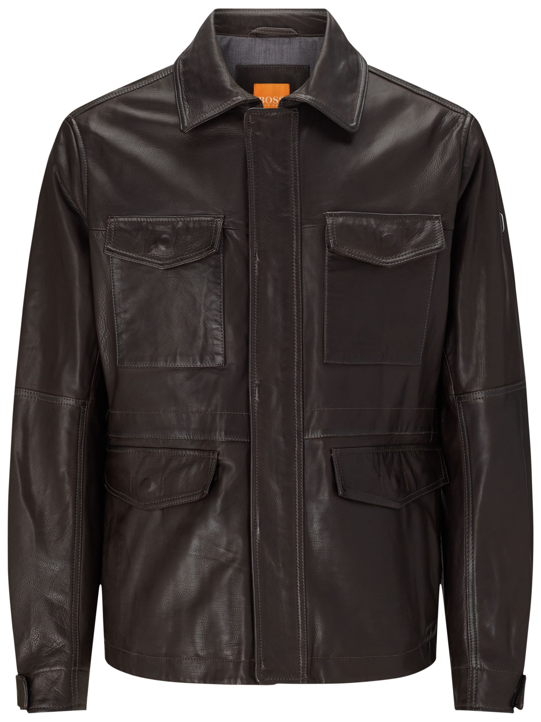 En god ven Sydamerika ebbe tidevand BOSS Orange Jicasso Leather Jacket, Dark Brown