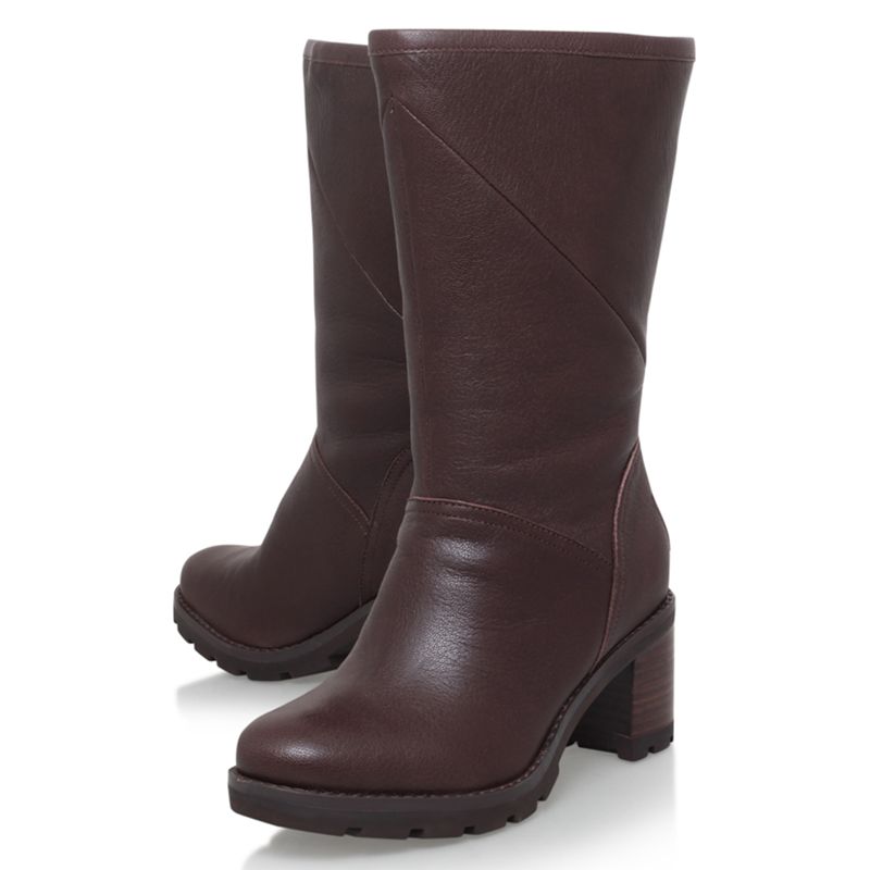 UGG Beautiful Womens Jessia Dark Brown Leather High Heeled Slip On Boots UK  3
